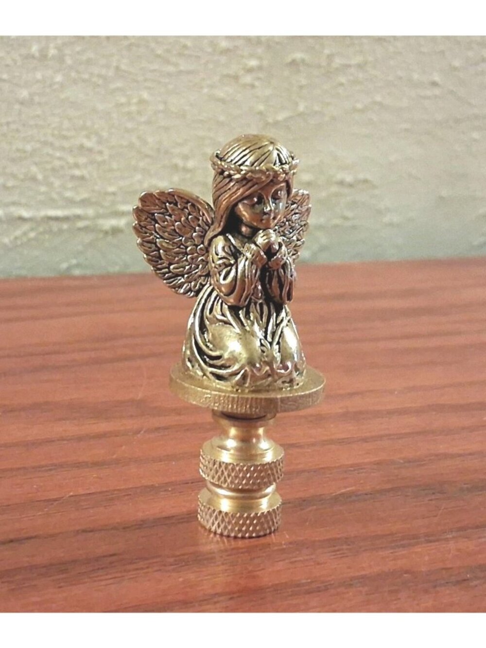 Peaceful Kneeling Angel Lamp Finial Shade Topper Retro Detailed Brass New
